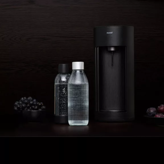 Mysoda Glassy Szódagép, Fekete - 1 db 1L Palack + 1 db Co2 Patron